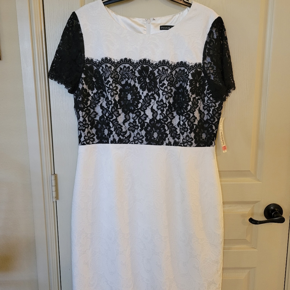 White & Black Lace Cocktail & Prof Dress, Preston & York Size …